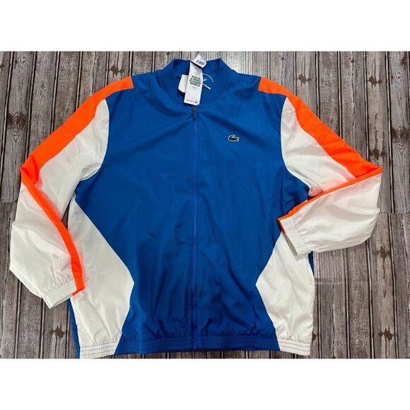 Lacoste Sport Zip Up Jacket Logo Color Blue orange  Size 3XL NWT MSPR 240 - Picture 1 of 9